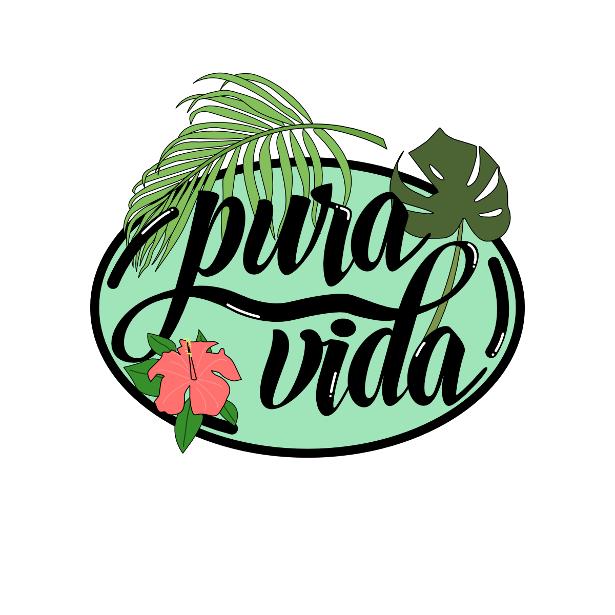 Pura Vida with Tropical Border