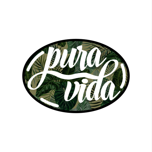 Pura Vida with tropical background