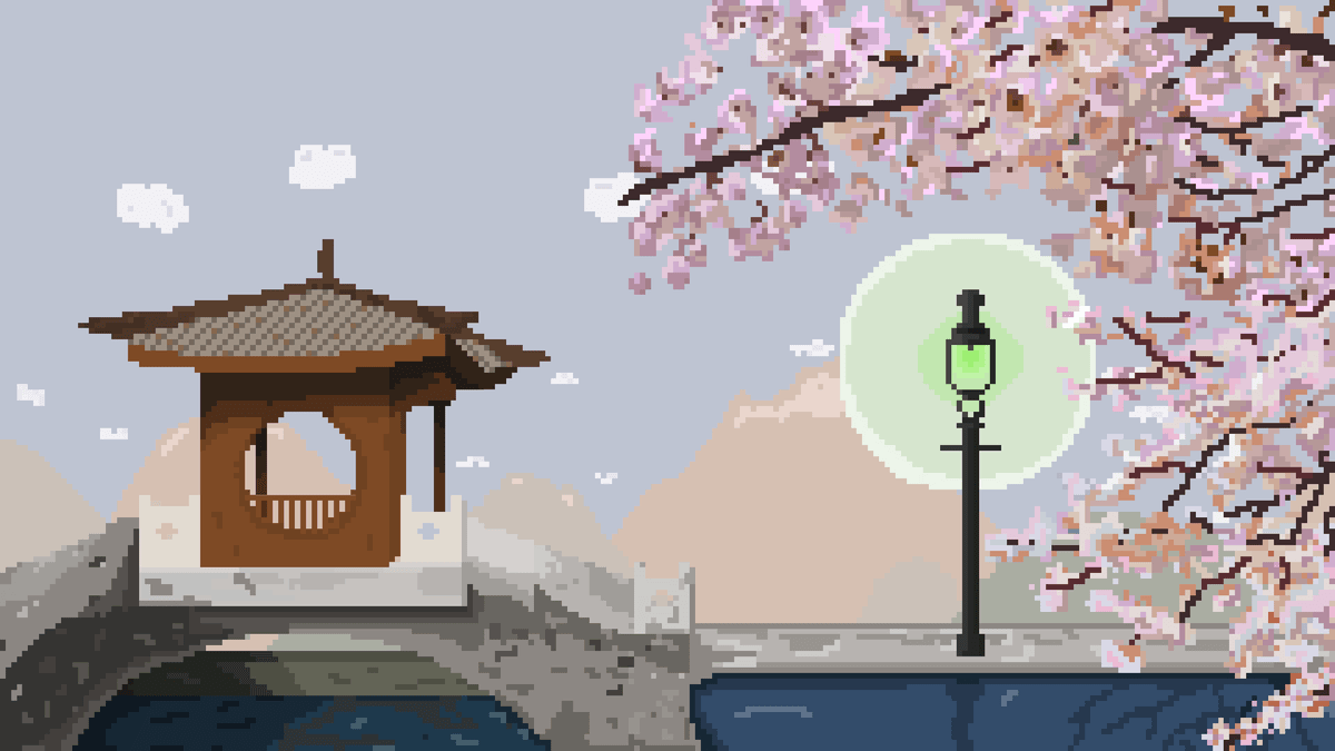 Pixel Art Cherry Blossoms